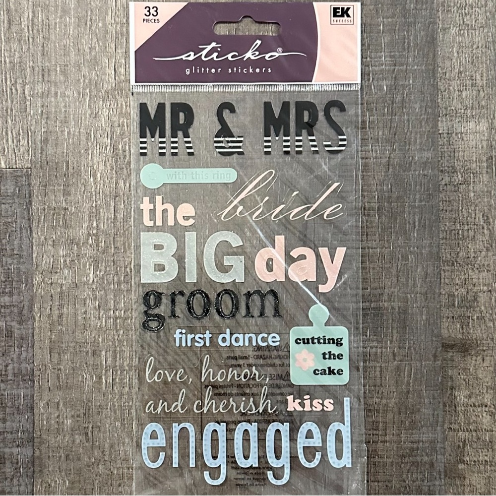 💞 New Sticko Engagement & Wedding Glitter Scrapbook Sticker Pack